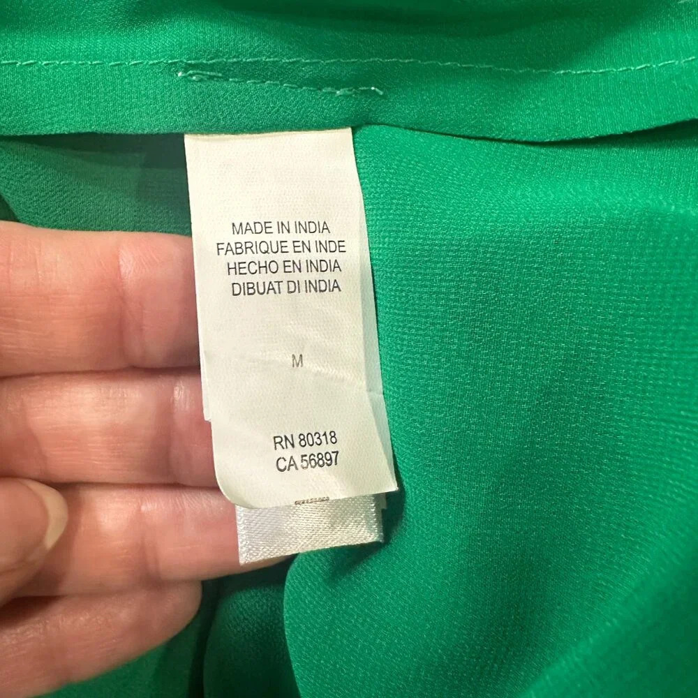 LUCKY BRAND Embroidered Detail Bright Green Tank Top Lined Blouse - Size Medium - Picture 9 of 9